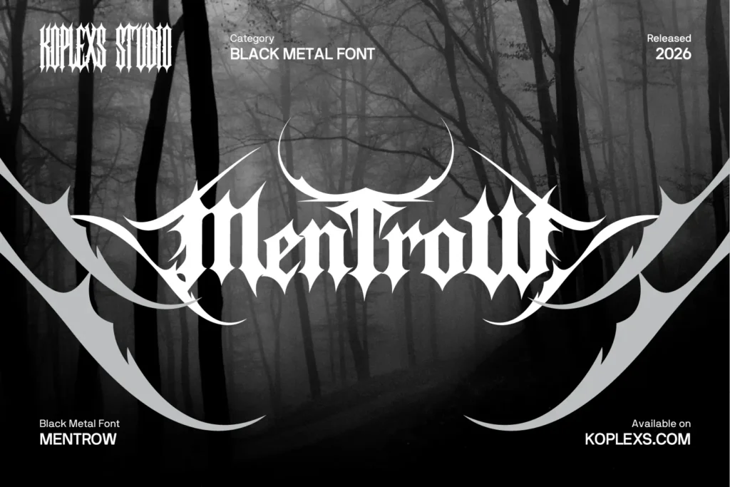 Alaskia Free Font - A Playful Display Typeface for Creative Branding 16 Mentrow Font | Black Metal Font with Blackletter Style