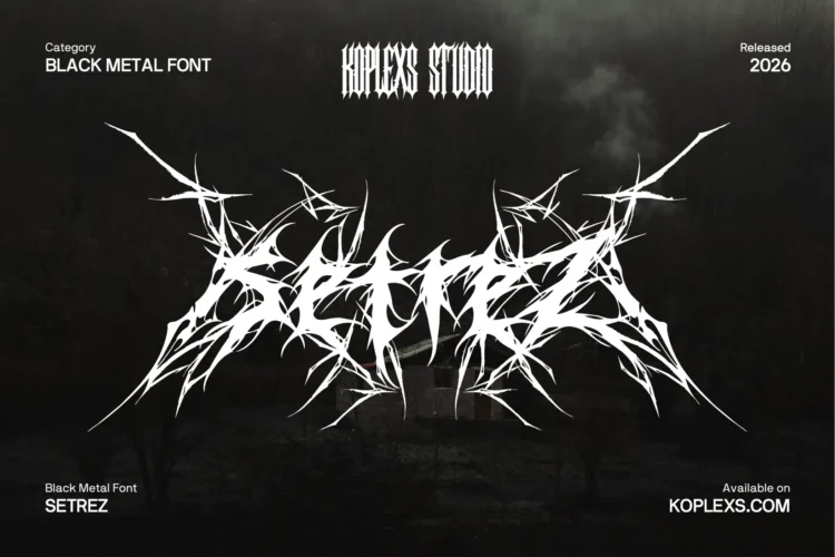 Setrez Font | Black Metal Typeface for Band Logos & Merch